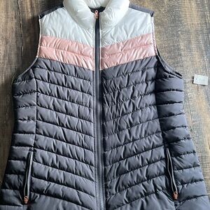 Maurices Black, Pink, and White Puffer Vest